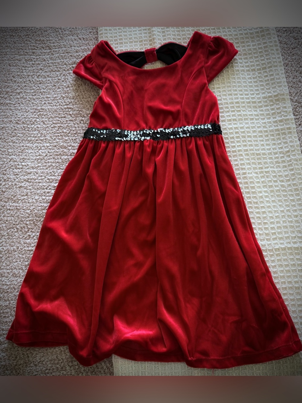 George Red Velvet Sequin Waist Girls' Dress size 7/8.